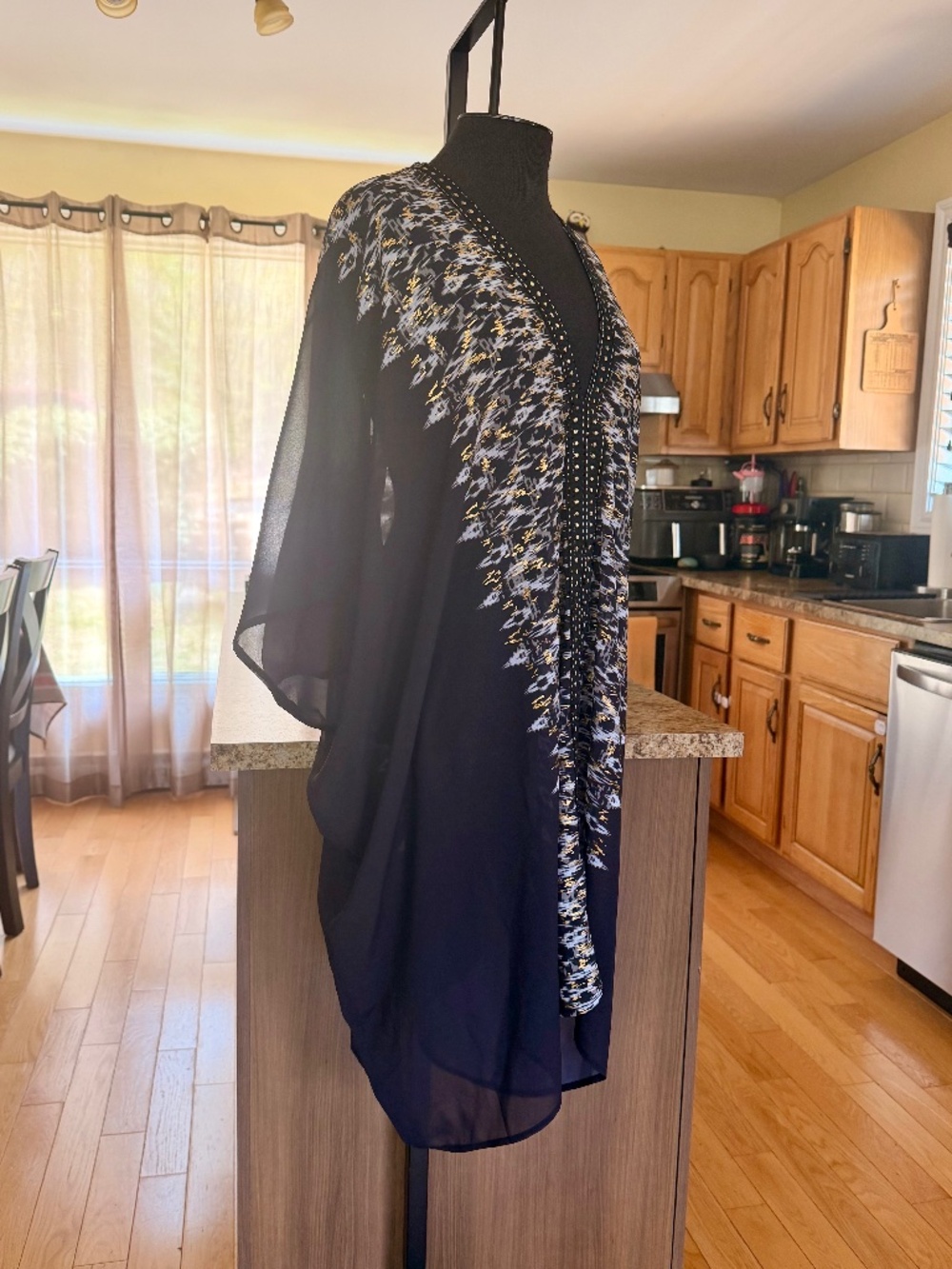 Miraclesuit O/S Black Sheer Caftan Kaftan Swimsuit Coverup